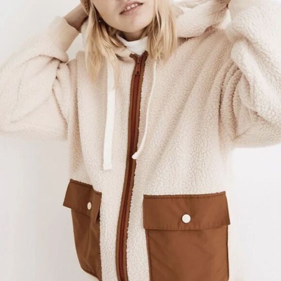 Madewell Jackets & Blazers - NEW Madewell (Re)sourced‎ Fleece Hooded Zip Jacket, S, NB514